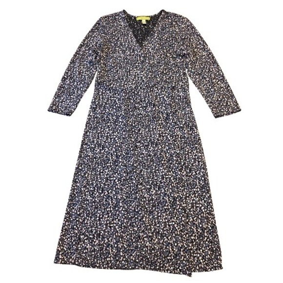 Sigrid Olsen Dresses & Skirts - Sigrid Olsen Women's V-Neck Midi Dress Abstract Print Long Sleeve Faux Wrap Work